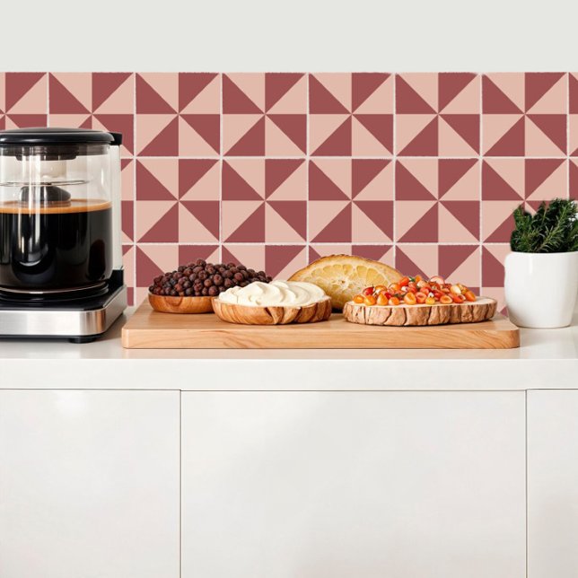 Carreau Triangles en sienne et quartz rose géométrique (Créateur téléchargé)
