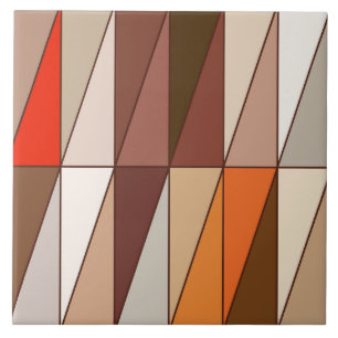 Carreau Triangles géométriques, beige, brun, rouge, or