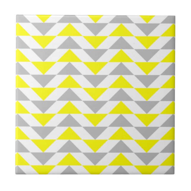 Carreau Triangles géométriques Jaune, Gris, Blanc Motif (Devant)