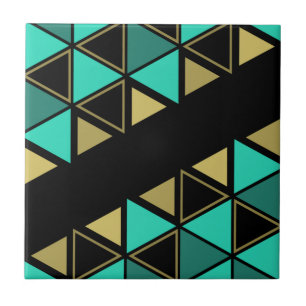 Carreau Triangles géométriques rétro Turquoise Gold