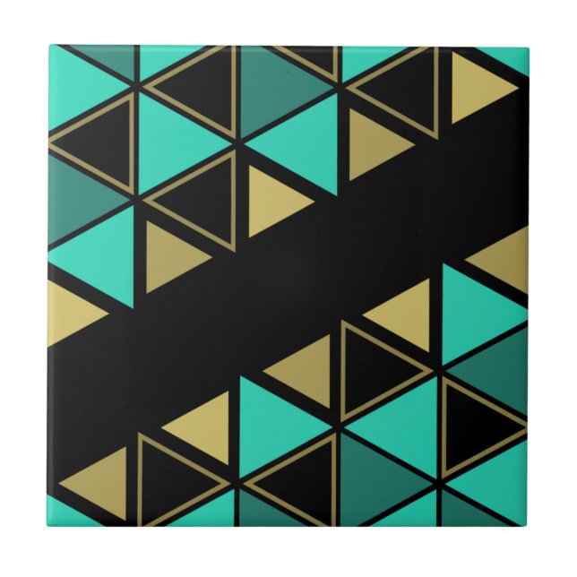 Carreau Triangles géométriques rétro Turquoise Gold (Devant)