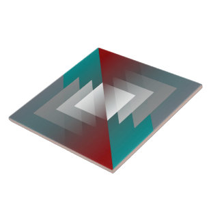 Carreau Triangles gris turquoise sur bordeaux