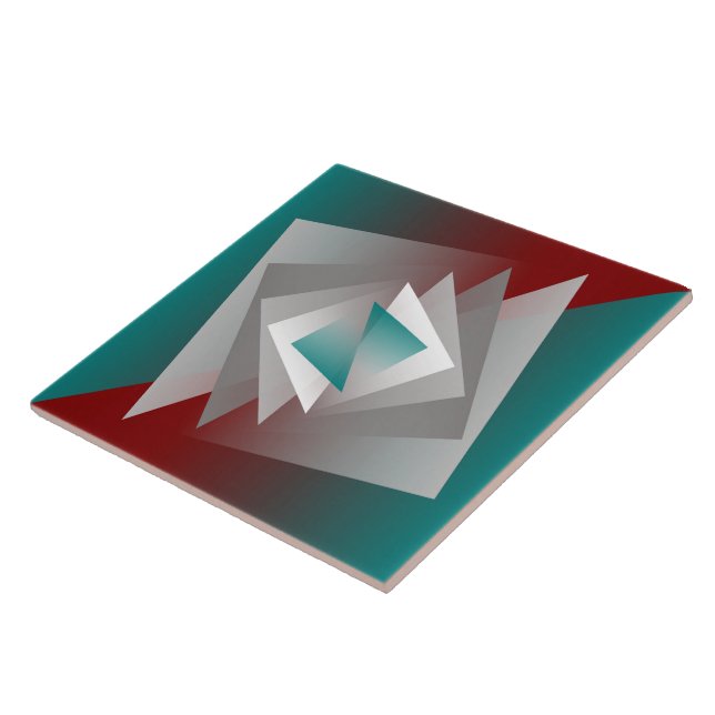 Carreau Triangles turquoises gris bordeaux (Côté)