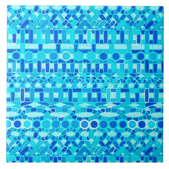 Carreau Tribal Batik - bleu turquoise, aqua et cobalt (Devant)