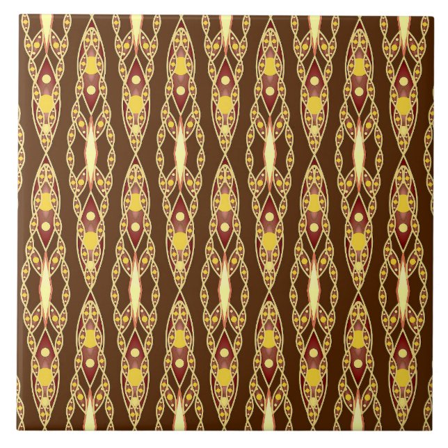 Carreau Tribal Batik - Chocolat Brown et beige (Devant)