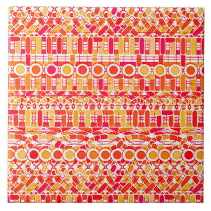 Carreau Tribal Batik - corail orange et corail rose