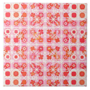 Carreau Tribal Batik - fraise rose et rouge
