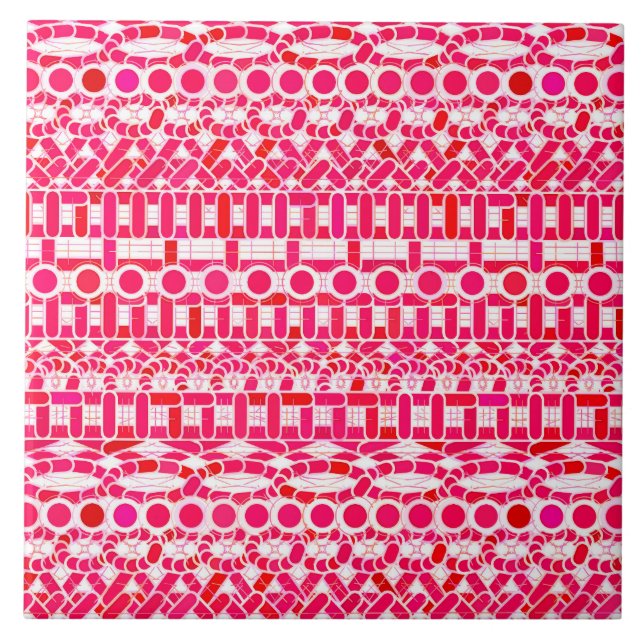 Carreau Tribal Batik - Rouge profond, marron et blanc (Devant)