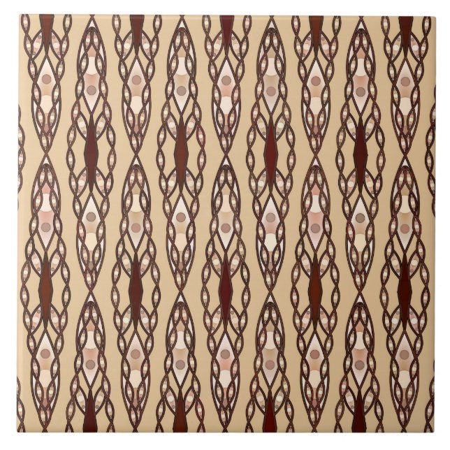 Carreau Tribal Batik - Tan, Dark Brown et Crème (Devant)