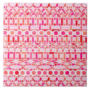 Carreau Tribal Batik - teintes roses et coraux