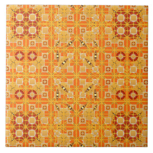 Carreau Tribal Batik - tons ambre et marron