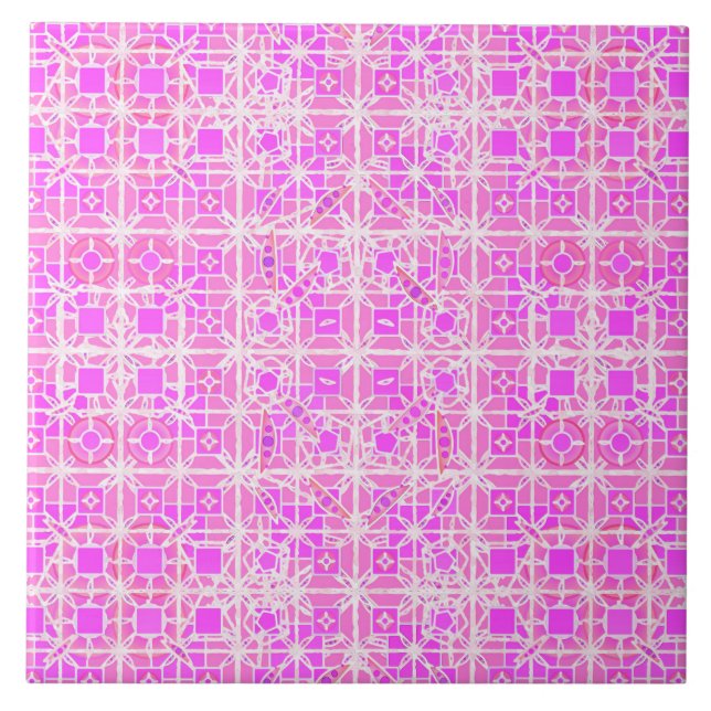 Carreau Tribal Batik - tons roses et orchidées (Devant)