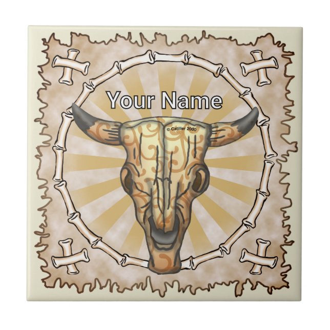 Carreau Tribal Cow Skull (Devant)