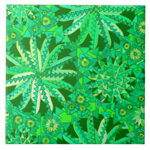 Carreau Tribal Mandala Print, Emerald et Lime Green