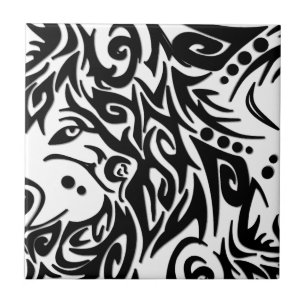 Carreau Tribal noir Abstrait