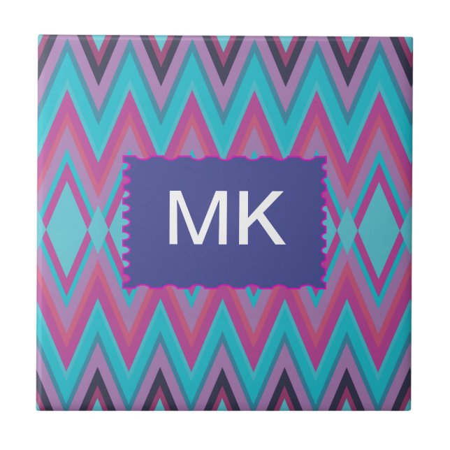 Carreau Tribal pourpre et Aqua (Devant)