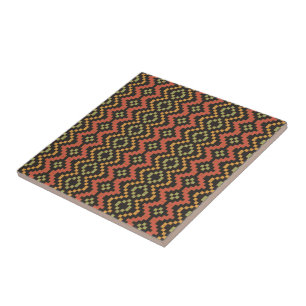 Carreau Tribal rouge noir vert égyptien panier tissé