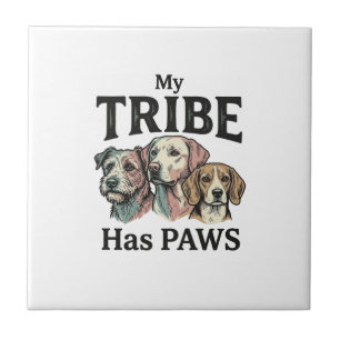 Carreau Tribu de chiens a des pattes design de gravure vin