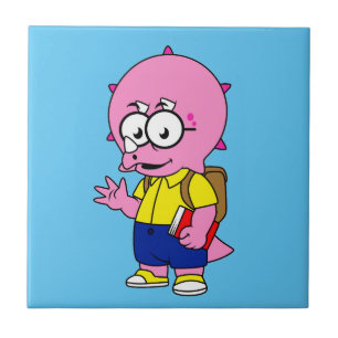 Carreau Tricératops Nerd Avec Sac À Dos Et Manuel.