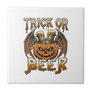 Carreau Trick Or Beer Halloween Citrouille Squelette Ailes