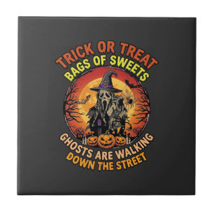 Carreau Trick Or Treat Halloween Fantôme Citrouille Maison