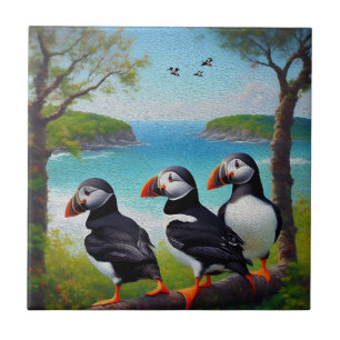 Carreau Trio côtier : Trois Puffins à la plage d'Oils