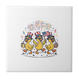 Carreau Trio de canards patriotiques Chemise vintage 4 jui