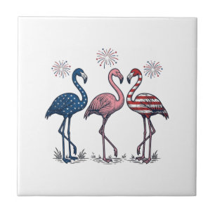 Carreau Trio de flamants patriotiques dessin de gravure vi