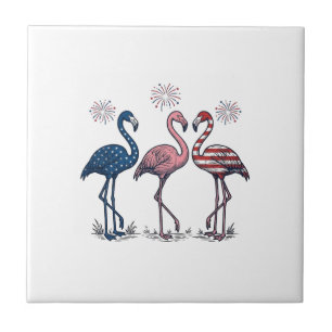 Carreau Trio de flamants patriotiques dessin de gravure vi