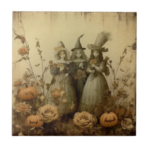 Carreau Trio de sorcières gothiques antiques Roses d'autom