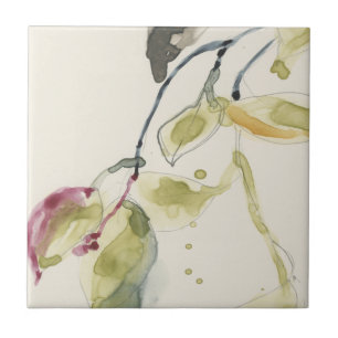 Carreau Triptyque de branche feuille aquarelle