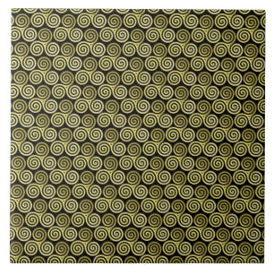 Carreau Triskele à triple spirale celtique kaki beige