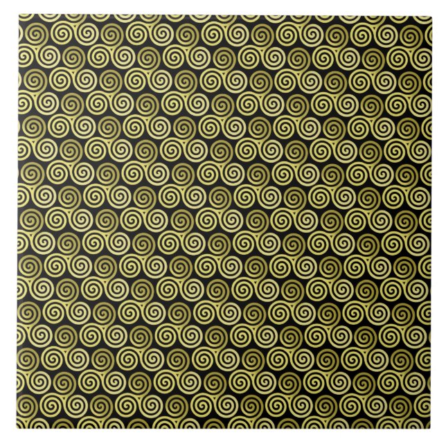 Carreau Triskele à triple spirale celtique kaki beige (Devant)
