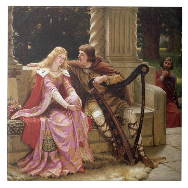 Carreau Tristan et Isolde (Romance médiévale) Art Vintage (Devant)