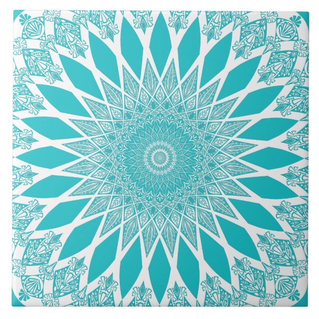 Carreau Tristyns bleu turquoise Mandala (Devant)