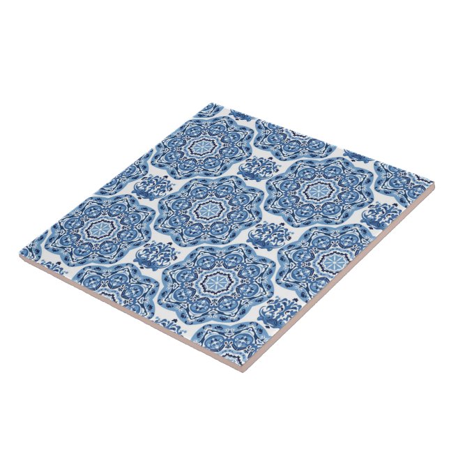 Carreau Trivet de mosaïque bleue (Côté)