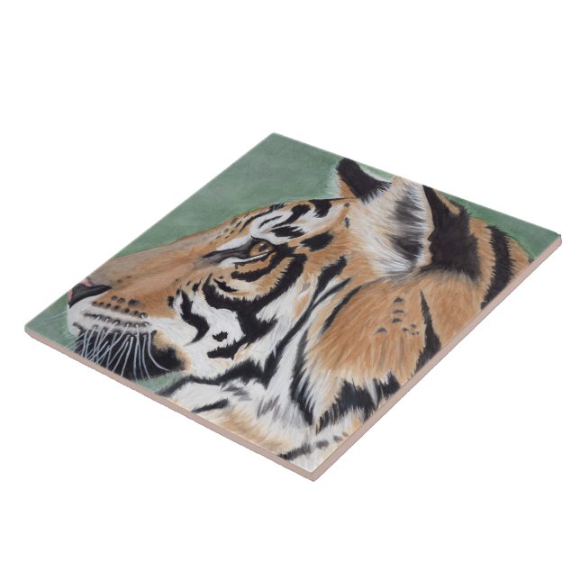 Carreau Trivet de table de tuiles de tigre réfléchie (Côté)