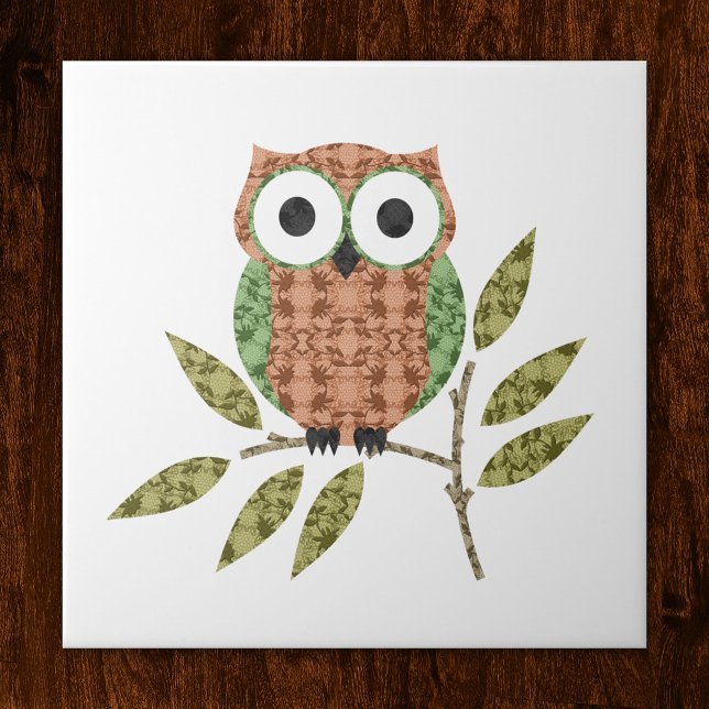 Carreau Trivet en céramique Cute Owl (Créateur téléchargé)