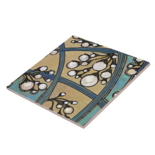 Carreau Trivet en céramique vintage Art déco géométrique