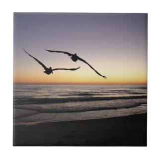 Carreau Trivet en tuile céramique de Beach Shorbirds