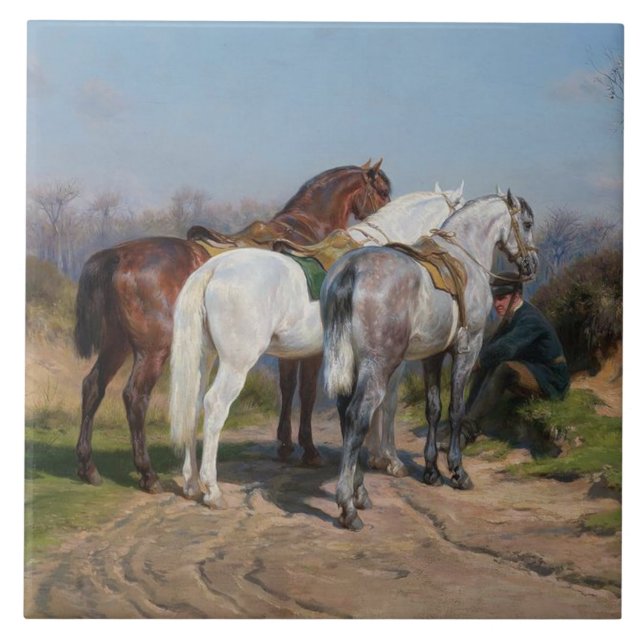 Carreau Trois chevaux étalons (par Rosa Bonheur) (Devant)