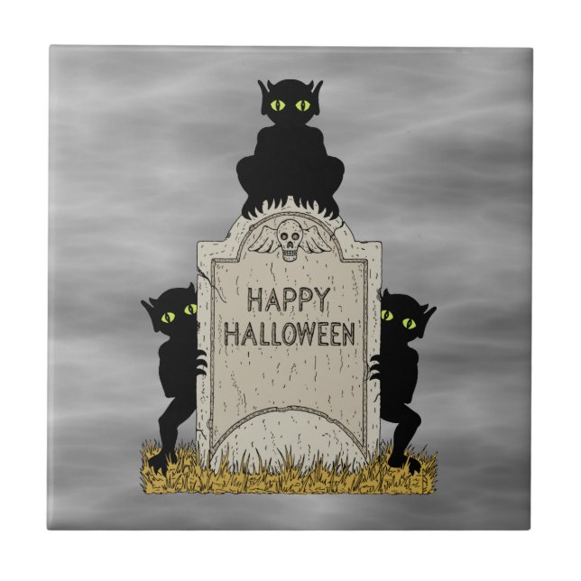 Carreau Trois diablotins Joyeux Halloween (Devant)