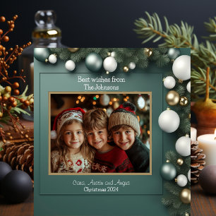 Carreau Trois enfants Photo de famille Noël