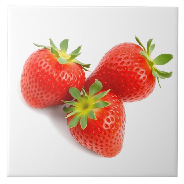 Carreau Trois fraises rouges fraîches naturelles (Devant)