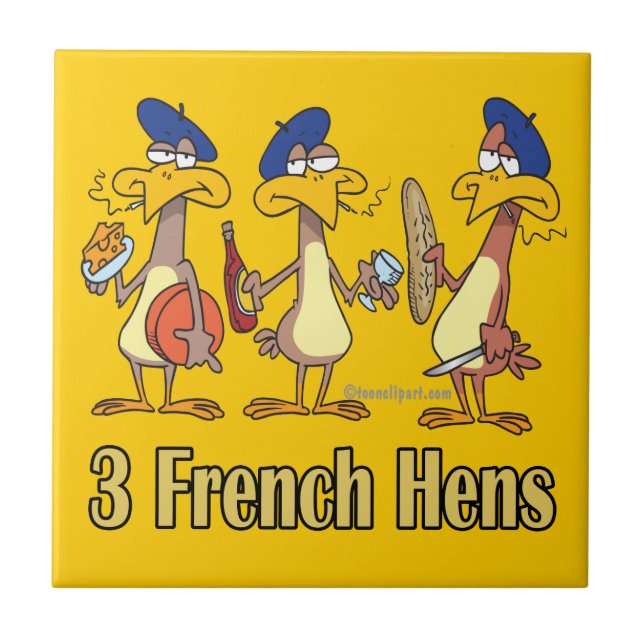 Carreau trois poules françaises 3e jour de noël (Devant)