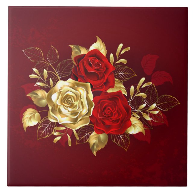 Carreau Trois Roses de bijoux (Devant)
