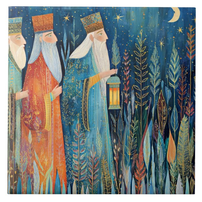 Carreau Trois Sages, Histoire de la Nativité, (Devant)