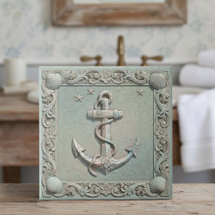 Carreau Trompe L'oeil Vie Marine Ancre ID1190c