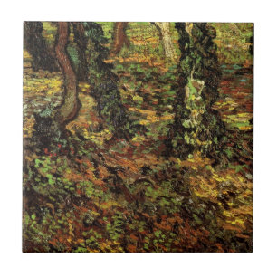Carreau Troncs d'arbres avec du lierre par Vincent van Gog