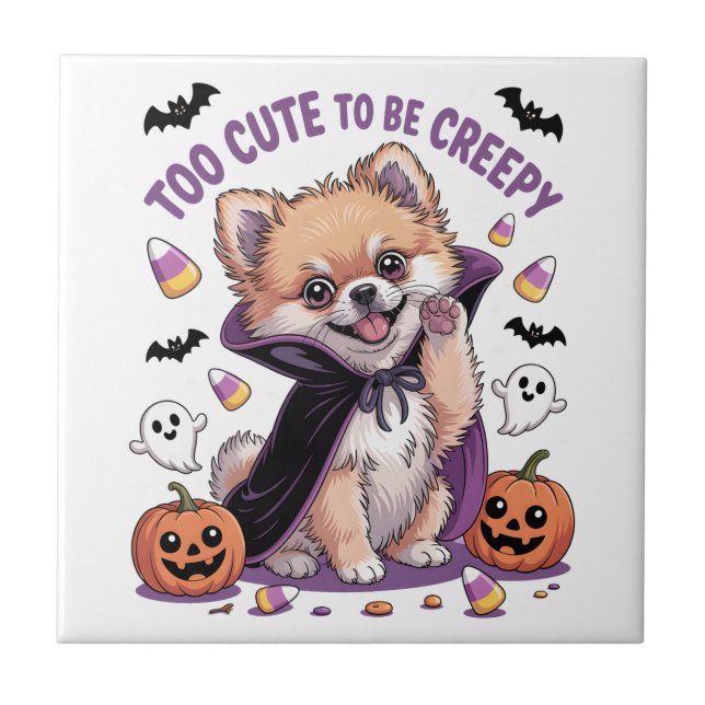 Carreau Trop mignon pour effrayer drôle d'Halloween chien  (Devant)